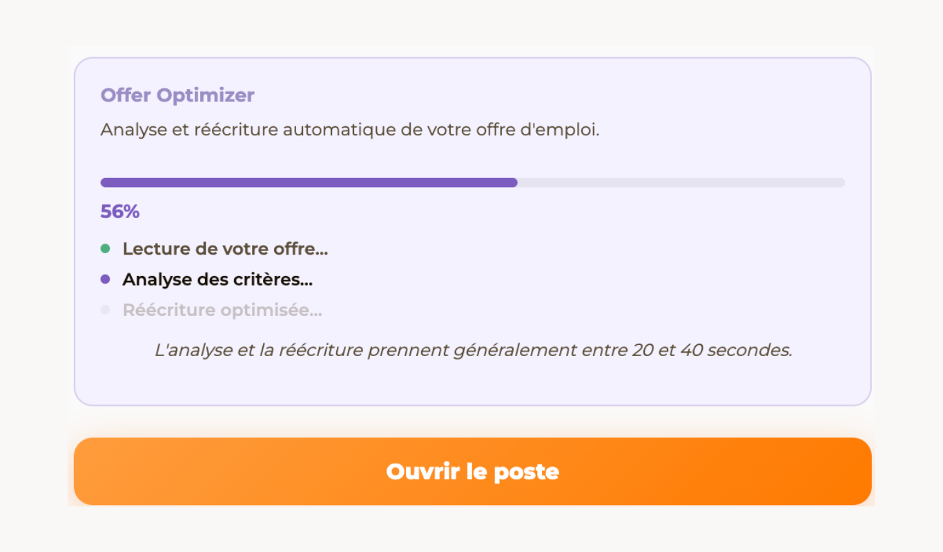 Offer Optimizer — offre d'emploi réécrite et importée